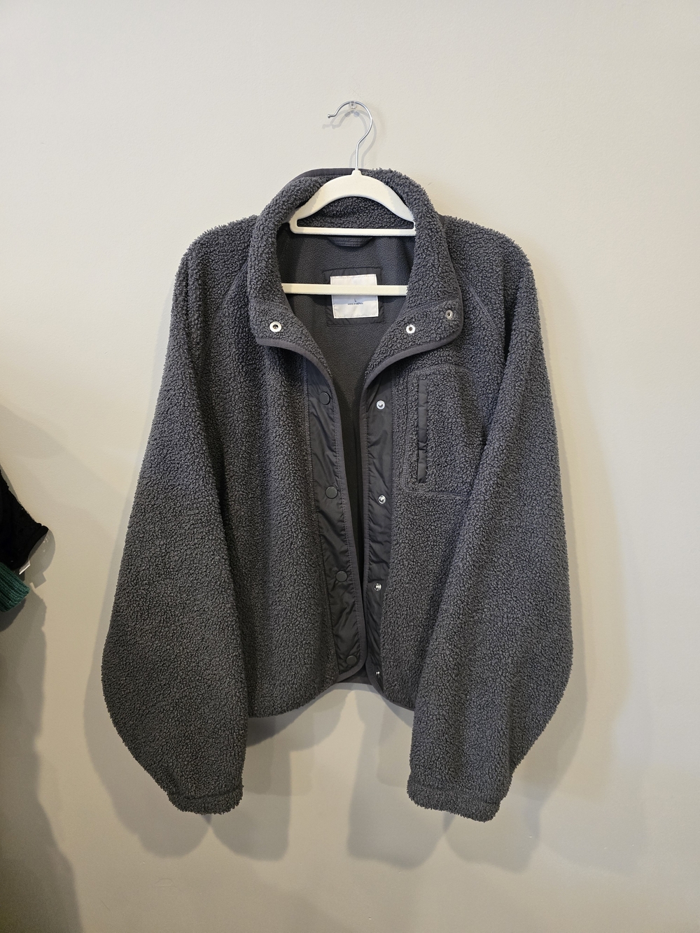 Hollister Charcoal Sherpa Fleece Jacket Size Large